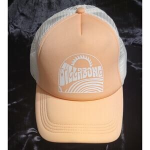 Billabong Trucker Adult Hat Cap SnapBack Mesh Spellout White/Peach Summer Beach
